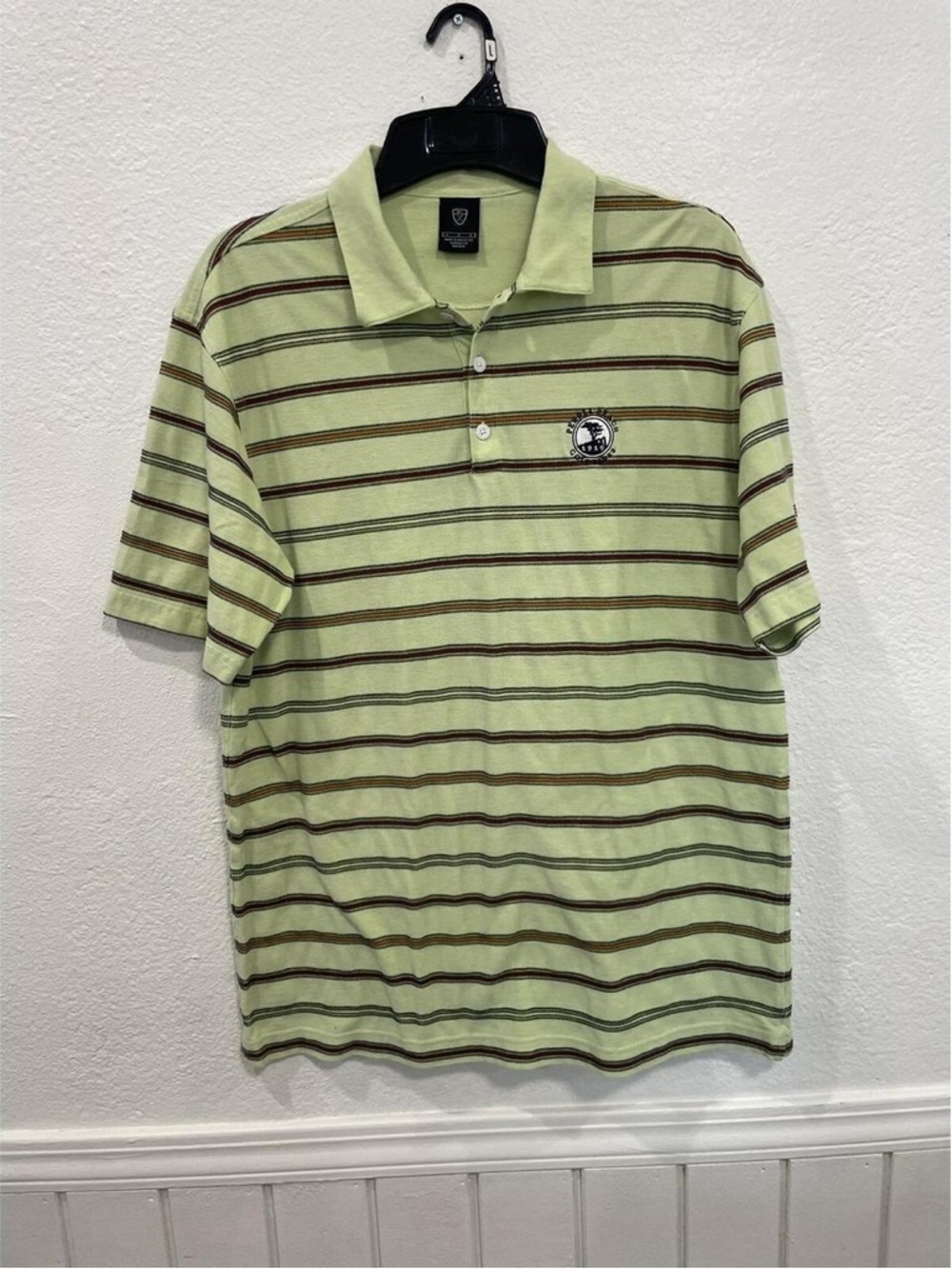 Men's Light Green Striped Polo Shirt - Casual Golf Style